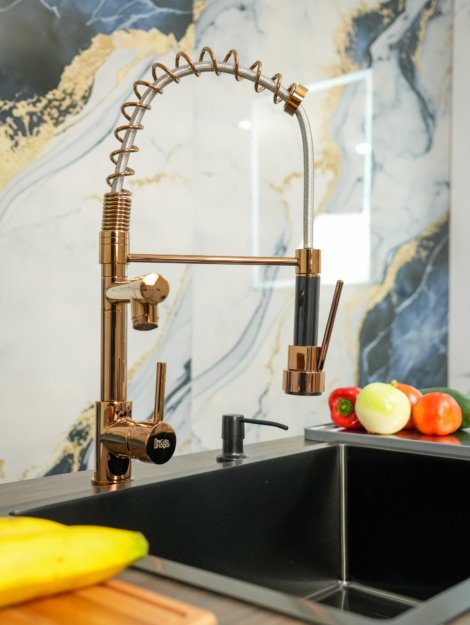 Grifería Lavaplatos Federer oro rosa